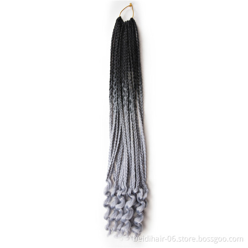 Bright Colors Box Braids Goddess Faux Locs Crochet Hair Curly Ends Pre Knotted Bohemian Extensions Synthetic Hair 24inch